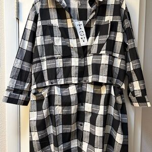 TOV Black and White Plaid Shirt Dress